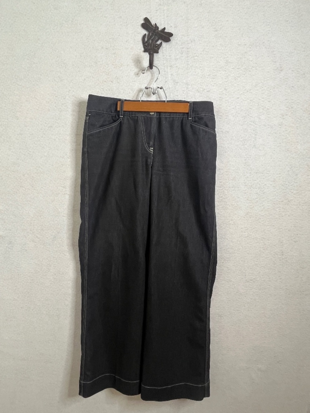 Work to Weekend Dark Wash Wide Leg Jeans Size 10 Contrast Stitch Denim